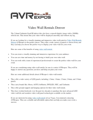 Video Wall Rentals Denver