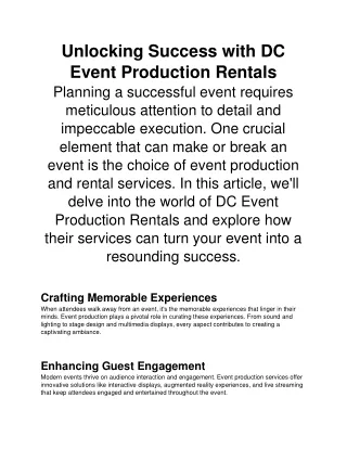 DC Event Production Rentals