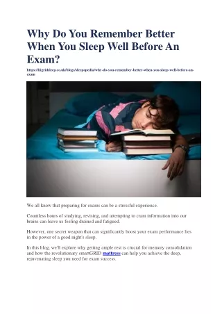 Why Do You Remember Better When You Sleep Well Before An Exam uk (1)