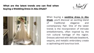 What are the latest trends one can find when buying a Wedding Dress in Abu Dhabi