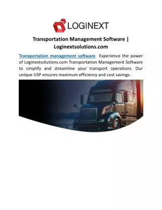 Transportation Management Software | Loginextsolutions.com