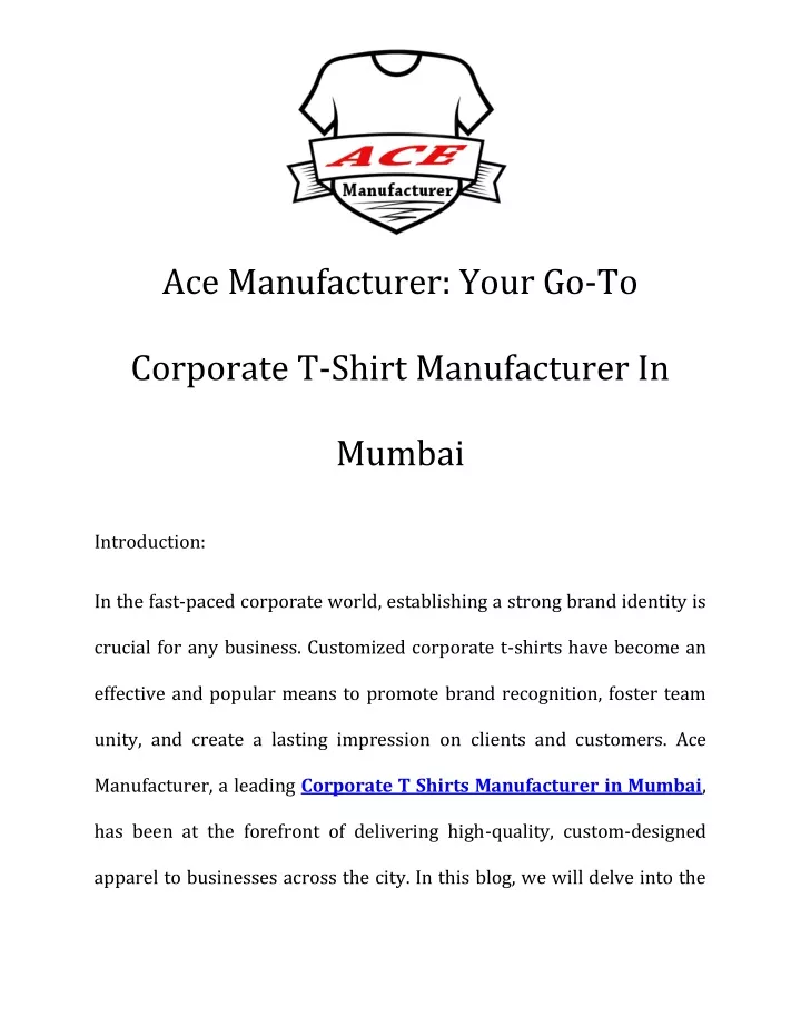 ace manufacturer your go to