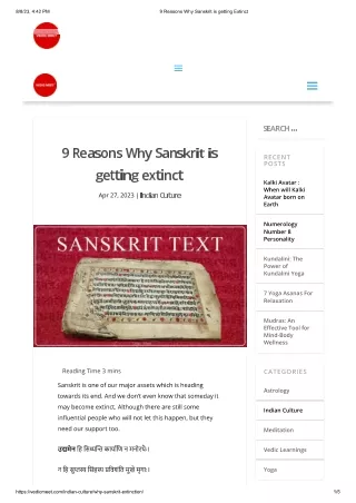9 Reasons Why Sanskrit is getting extinct