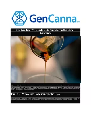 Wholesale CBD Supplier in the USA – Gencanna