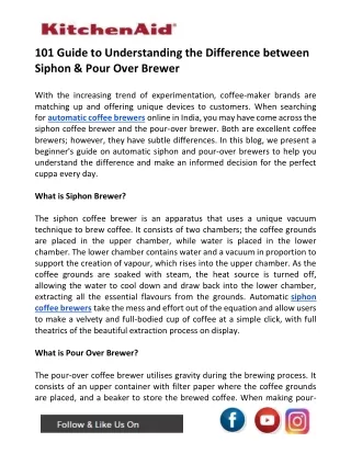 101 Guide to Understanding the Difference between Siphon & Pour over Brewer