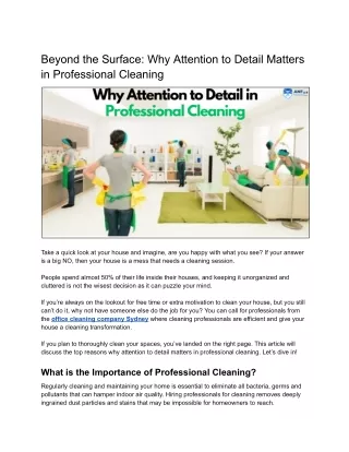 Beyond the Surface- Why Attention to Detail Matters in Professional Cleaning