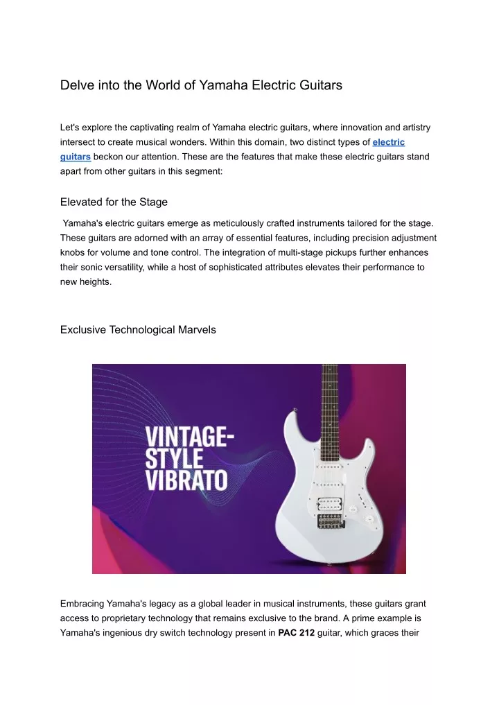 delve into the world of yamaha electric guitars