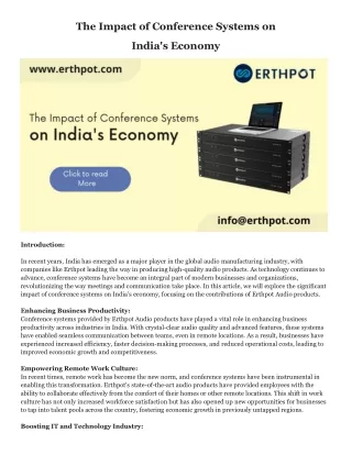 The Impact of Conference Systems on India's Economy