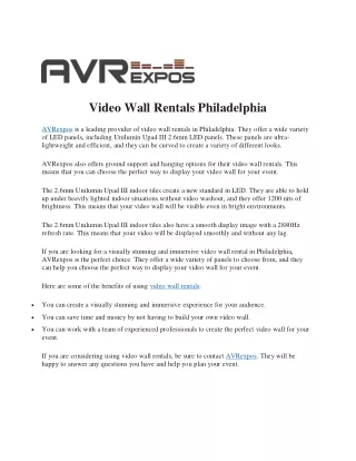 Video Wall Rentals Philadelphia