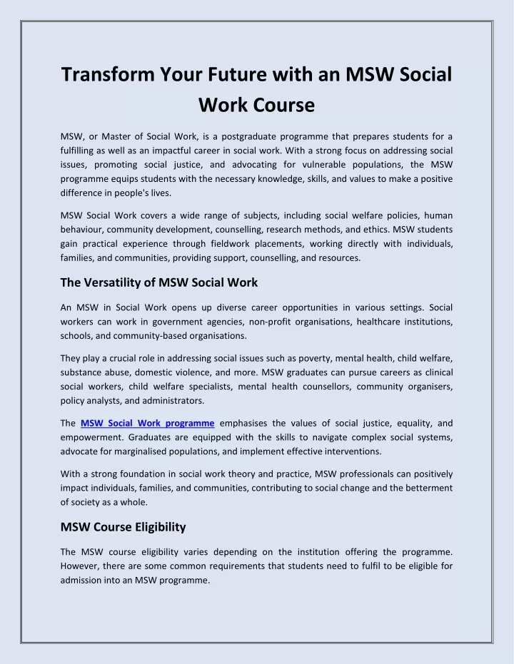 transform your future with an msw social work