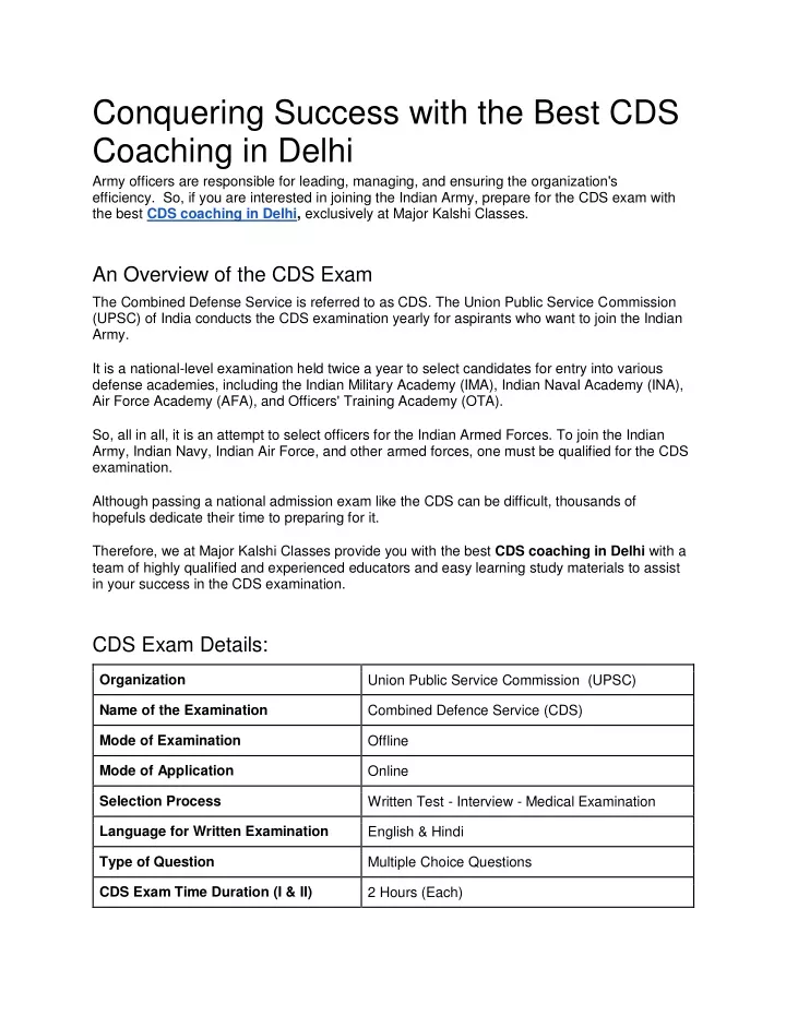 conquering success with the best cds coaching