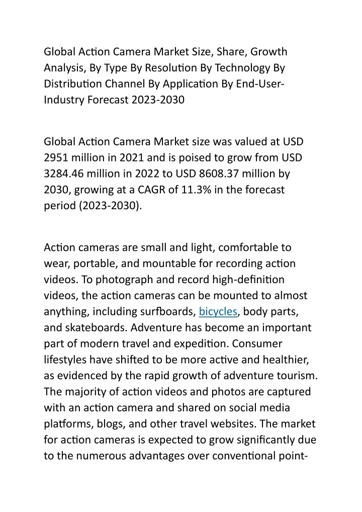 global action camera market size share growth
