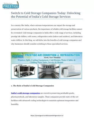 Unlocking the Potential of India’s Cold Storage Services