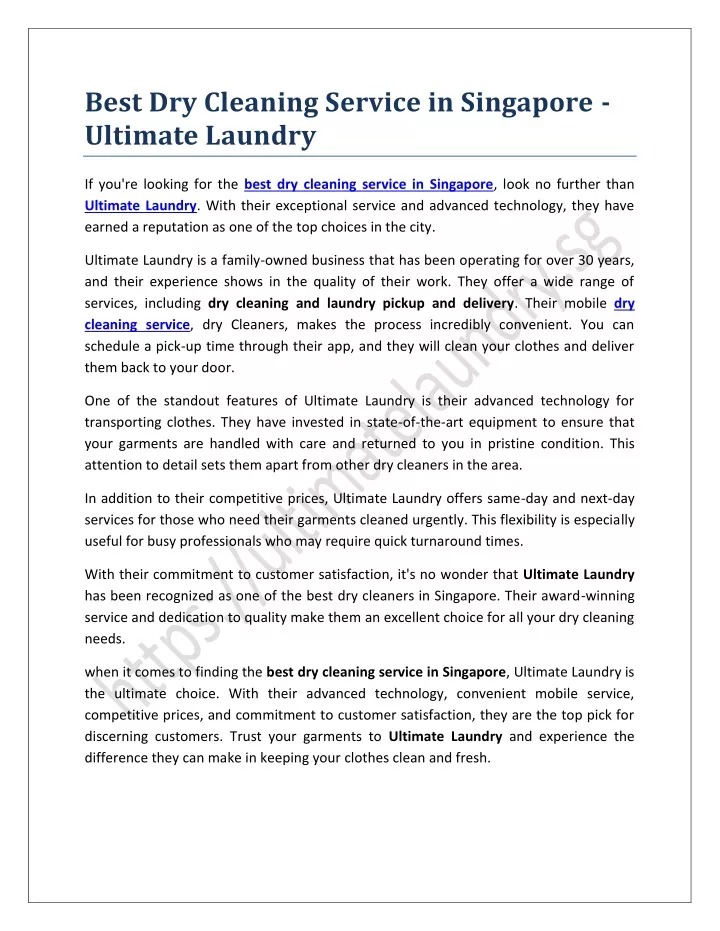 best dry cleaning service in singapore ultimate
