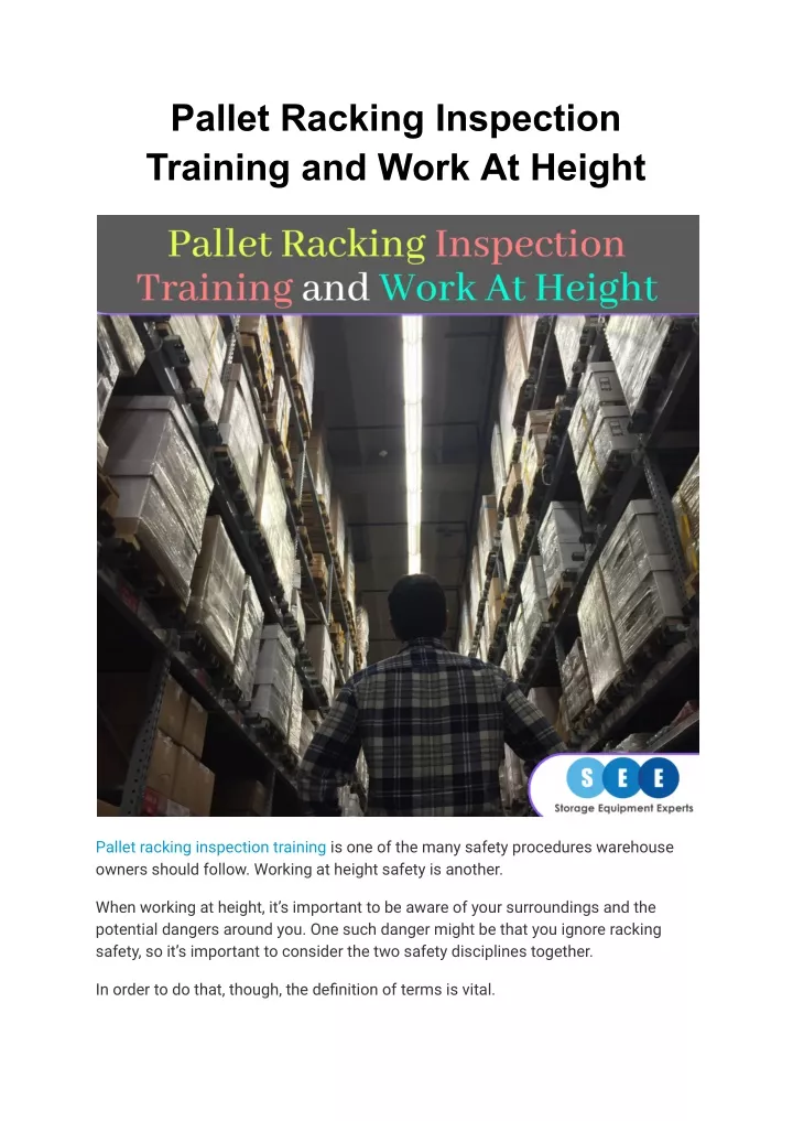 pallet racking inspection training and work