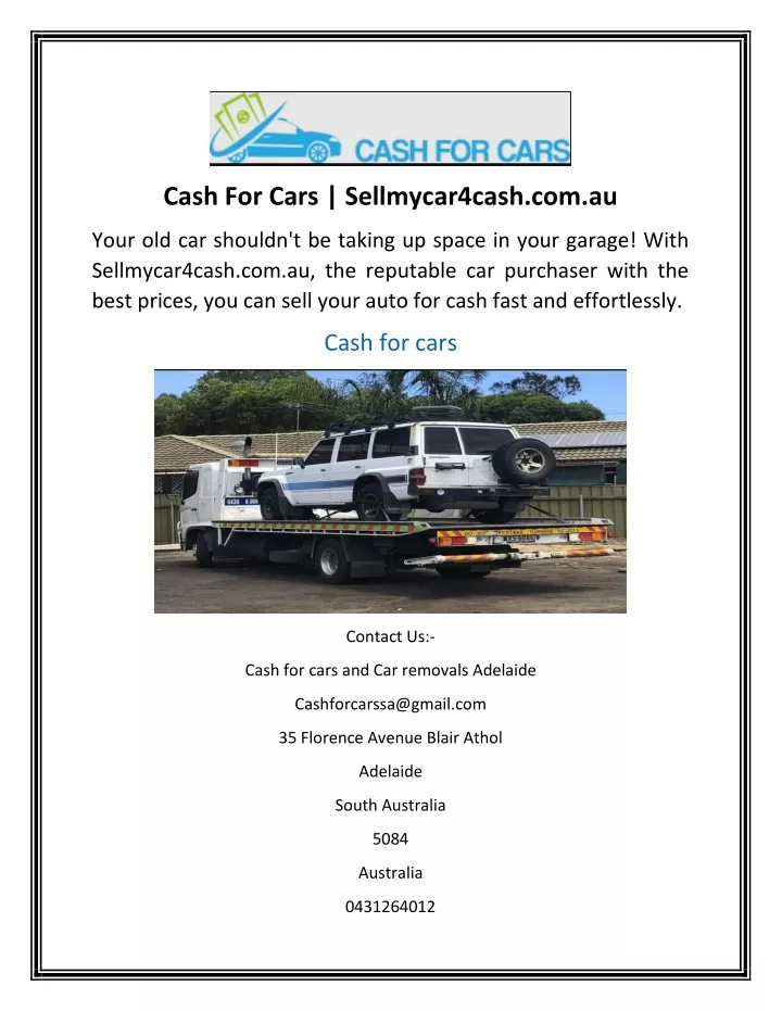 cash for cars sellmycar4cash com au