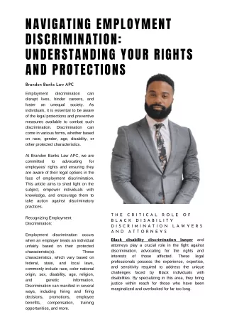 Navigating employment discrimination Understanding your rights and protections