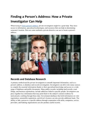 Finding a Person's Address: How a Private Investigator Can Help