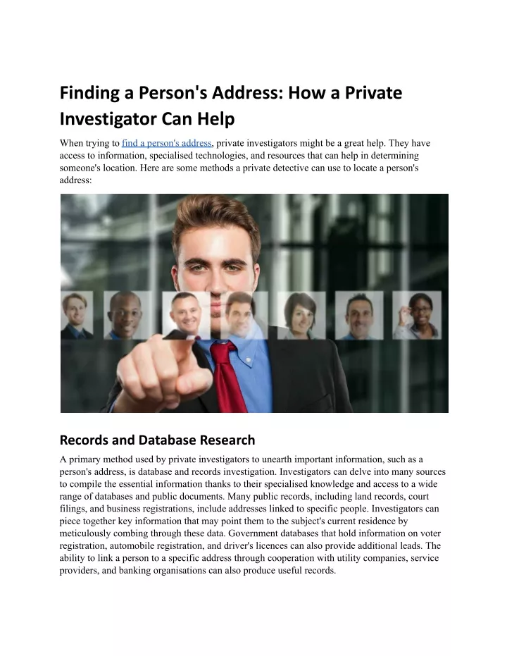 finding a person s address how a private