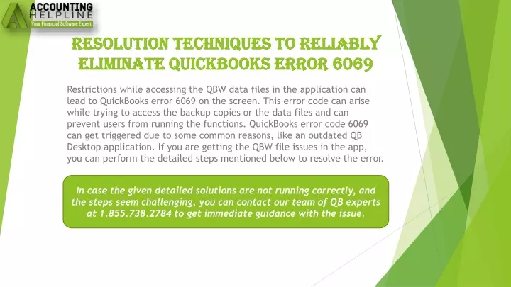 resolution techniques to reliably eliminate quickbooks error 6069