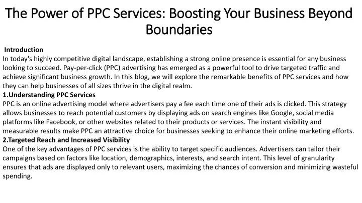 the power of ppc services boosting your business beyond boundaries