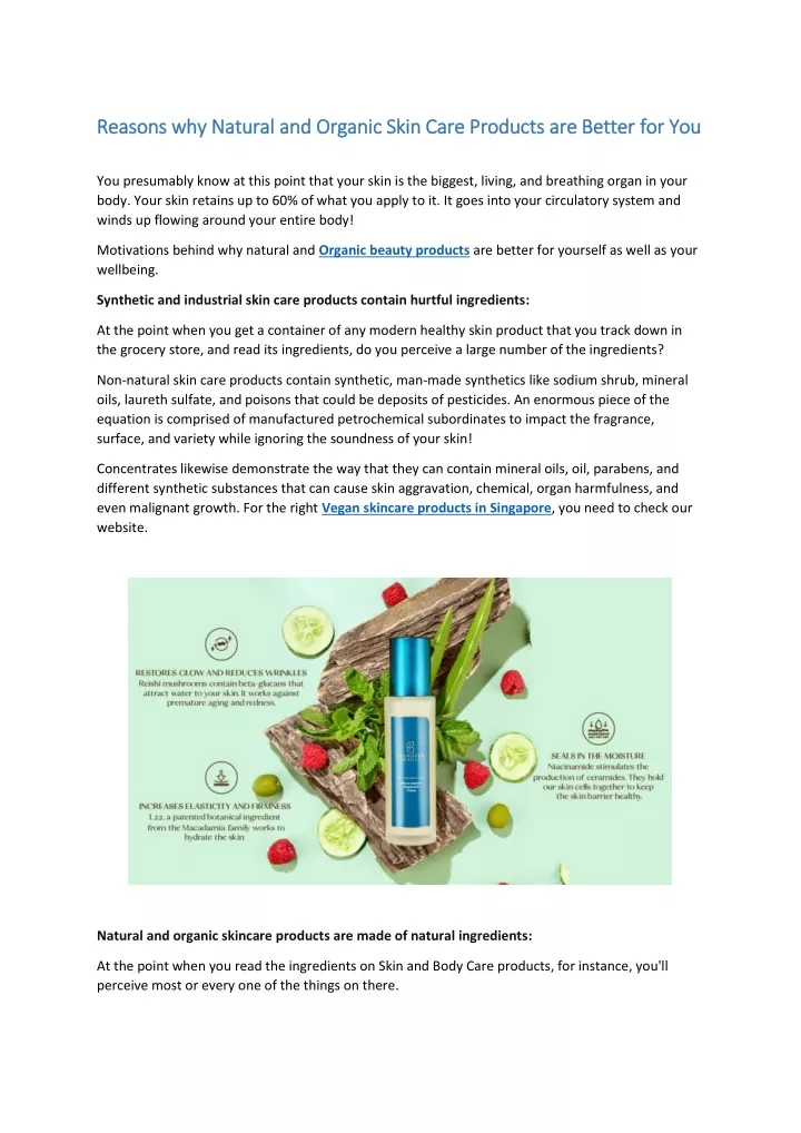 reasons why natural and organic skin care