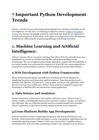 7 Important Python Development Trends