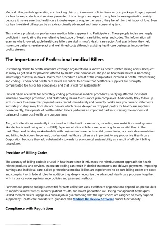 medical billing entails generating and tracking