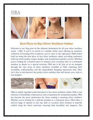 Best Place to Buy Silver Necklace Online