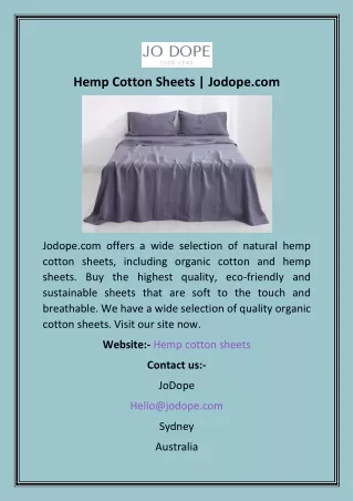 Hemp Cotton Sheets  Jodope