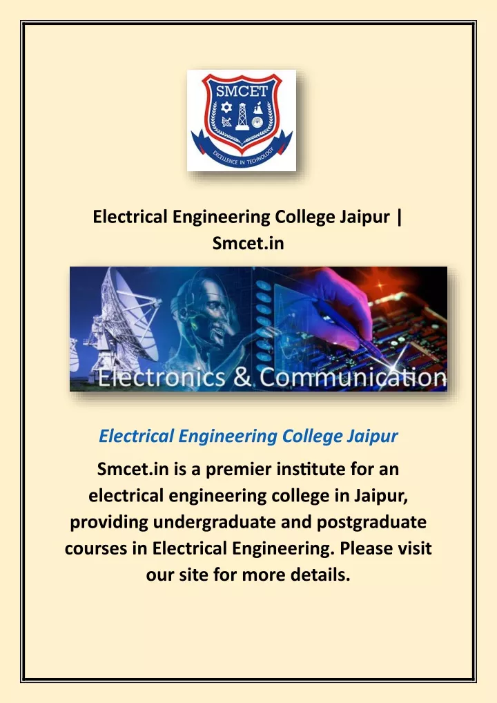 electrical engineering college jaipur smcet in