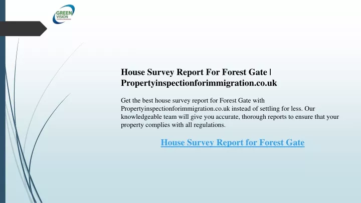 house survey report for forest gate