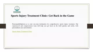 Sports Injury Treatment Clinic Get Back in the Game