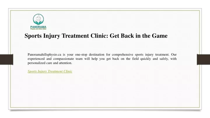 sports injury treatment clinic get back