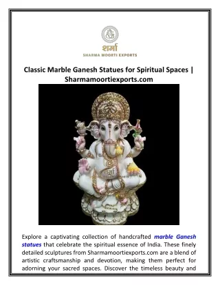 Classic Marble Ganesh Statues for Spiritual Spaces | Sharmamoortiexports.com