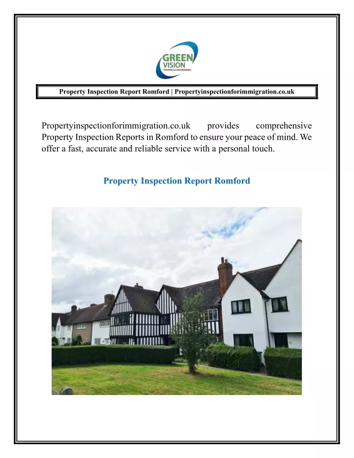 property inspection report romford
