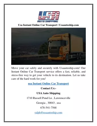 Usa Instant Online Car Transport  Usaautoship