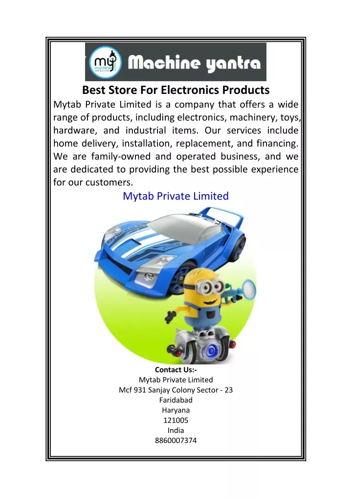 best store for electronics products mytab private