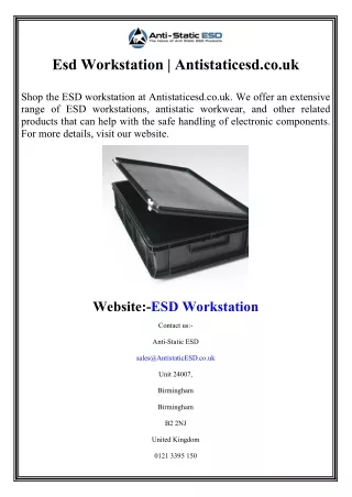 Esd Workstation  Antistaticesd.co.uk