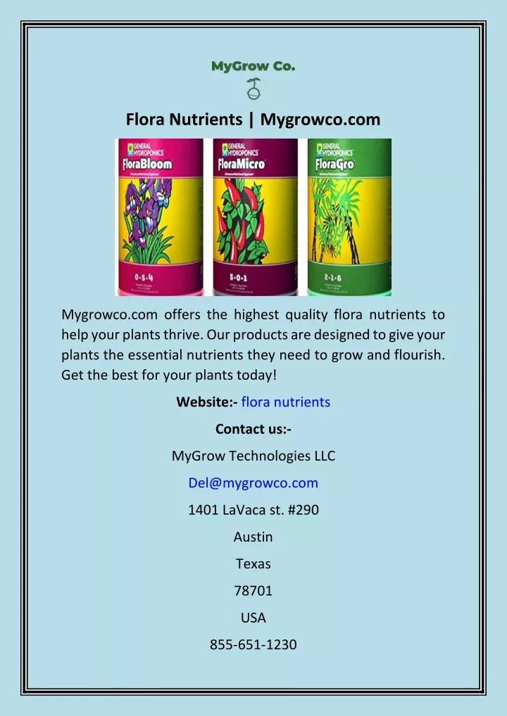 flora nutrients mygrowco com