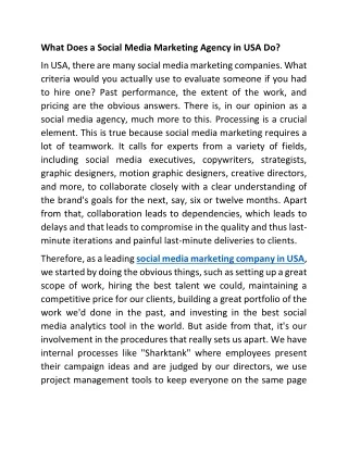 What Does a Social Media Marketing Agency in USA Do