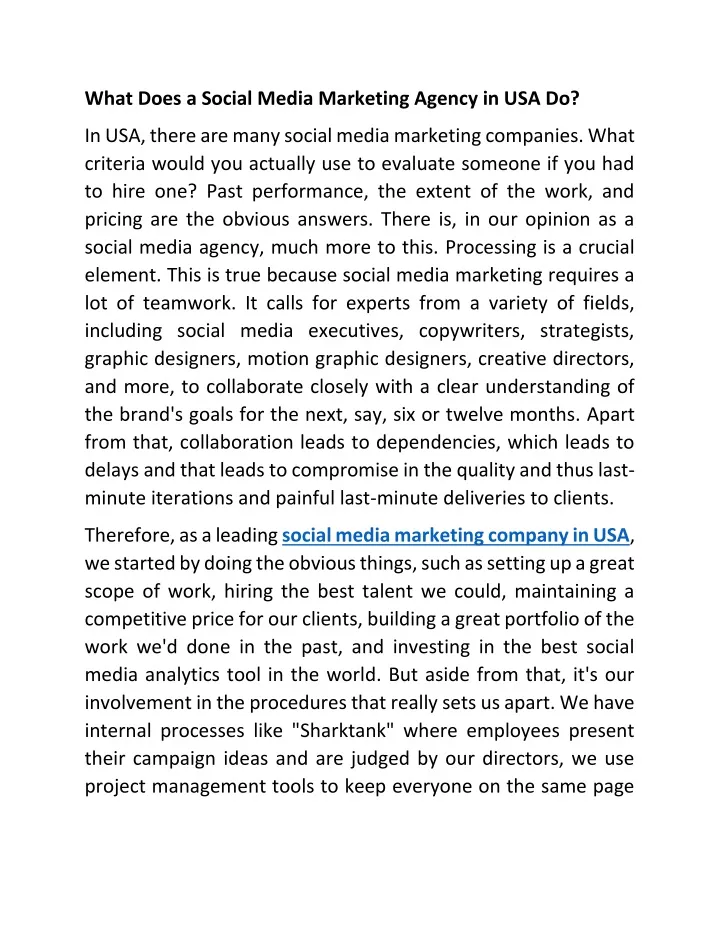 what does a social media marketing agency