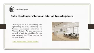 Sales Headhunters Toronto Ontario  Justsalesjobs.ca