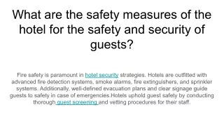 What are the safety measures of the hotel for the safety and security of guests_