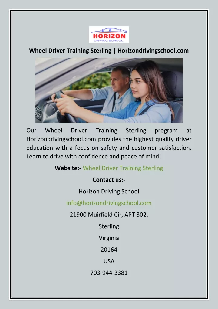 wheel driver training sterling