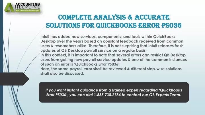 complete analysis accurate solutions for quickbooks error ps036
