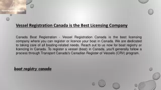 Vessel Registration Canada is the Best Licensing Company