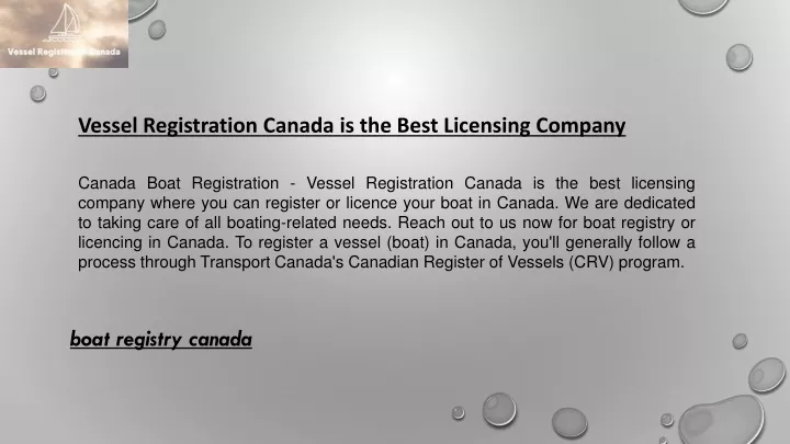 vessel registration canada is the best licensing
