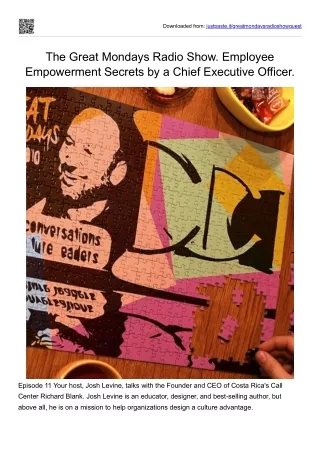 Employee Empowerment Secrets by a Chief Executive The Great Mondays Radio Show.