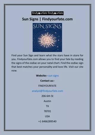 Sun Signs  Findyourfate